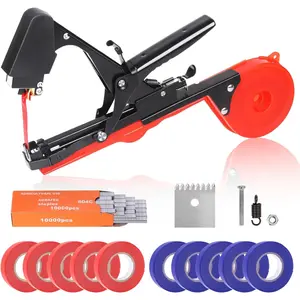 Plant Tying Machine, Plant Vine Tying Tape Machine Tool, Plant Tape Gun for Tomatoes, Grapes and Vegetable Garden, Come with 10000pcs Staples 10 Rolls Tape(Red)