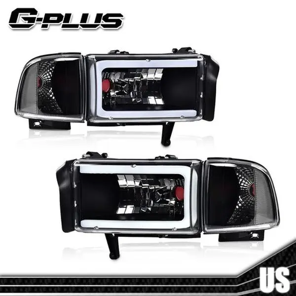 G-PLUS 1 Pair LED Tube C Light Bar Daytime Running Light Headlight Set, Car Lighting for 1994-2002 Dodge Ram 1500 2500 3500, Exterior Upgrade Lamps That Brings a Different Appearance