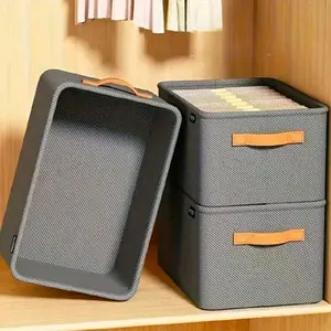 Stackable Storage Boxes For Home Organization And Decluttering, Heavy-Duty Non-Woven Fabric Organizer Bins With Sturdy Handles, Multipurpose Space-Saving Storage Solutions For Closet, Bedroom, Kitchen And Under-Bed, Breathable Durable Bin Set, Ideal For T