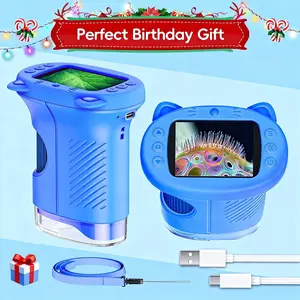【Birthday Gifts】Kids Microscope with Built-in Photo & Video Camera and 2.4" 4K Screen – 1000X Zoom to See the Microscopic & the Distant! A Fun STEM Toy for 3–12 Year Old Boys & Girls