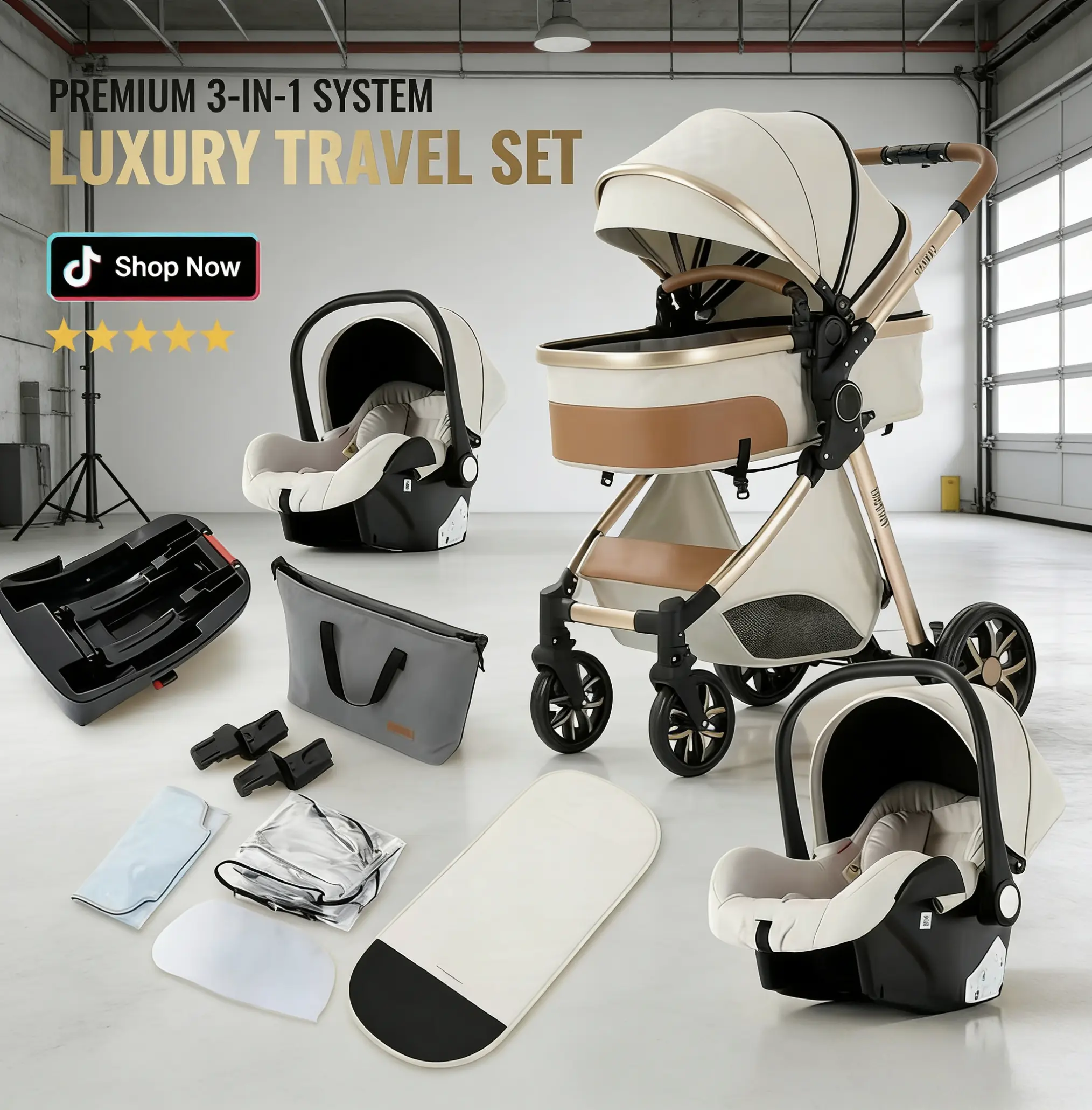 4-in-1 Aluminum Portable Baby Stroller with Sunshade, Reversible Comfortable Seat, Lightweight Durable Build, Effortless Pushing, Retro Style, Ideal for Travel & Family Outings