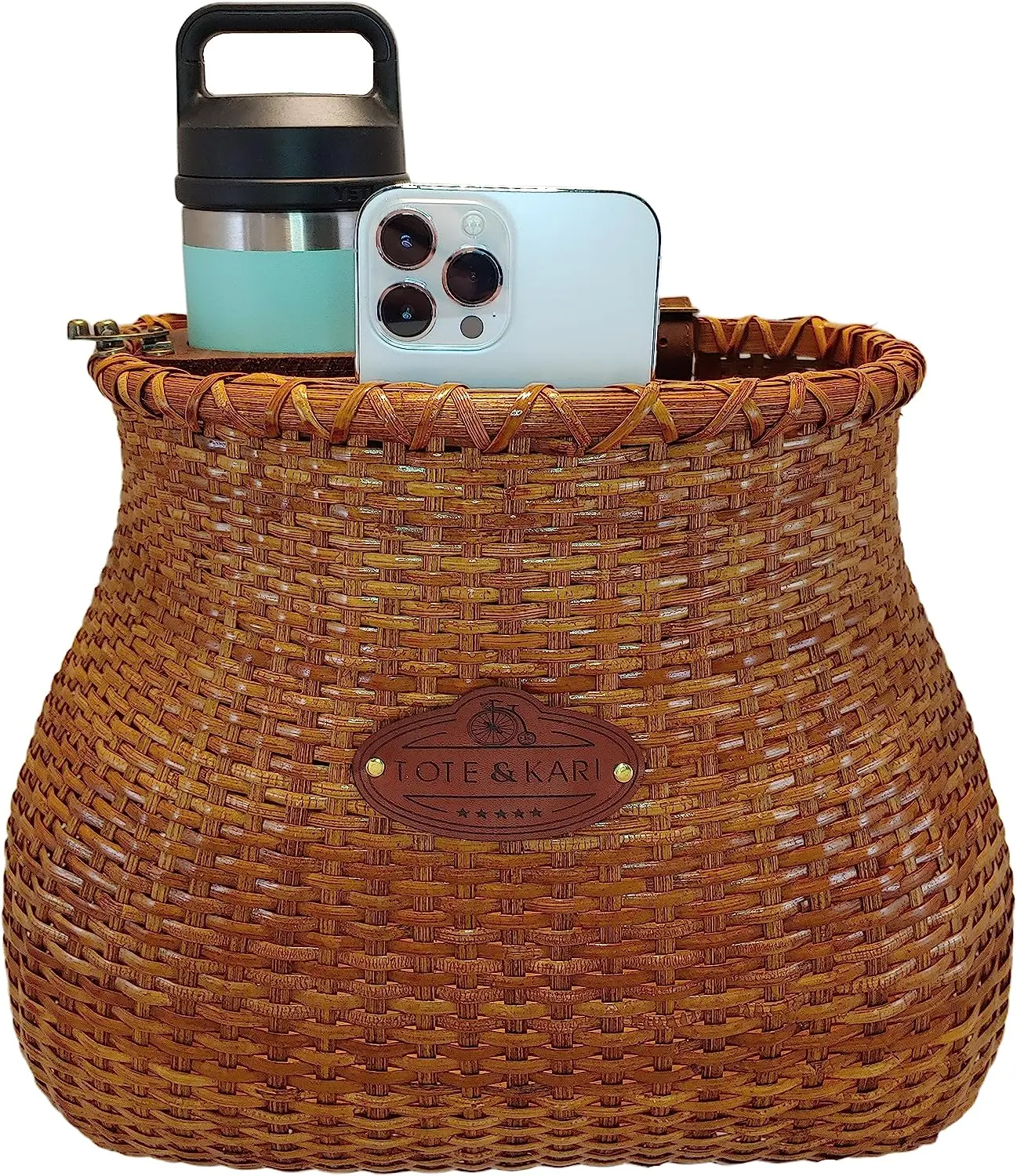 Bicycle basket with cup holder front adult bike cruiser or scooter