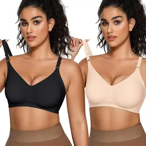 OEAK 2pcs Seamless Women's Bra with Soft Support Wireless and Full Coverage Available in Regular and Plus Sizes