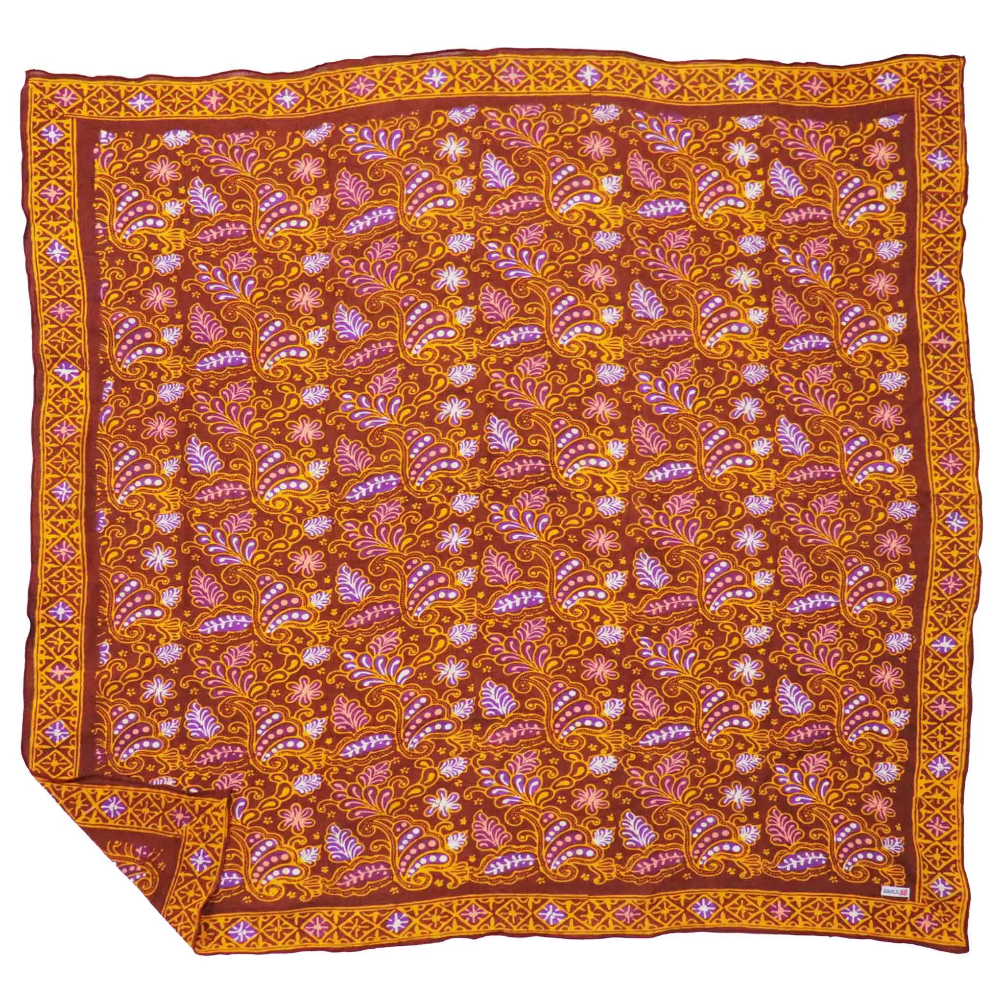 Large 39" Hand Dyed Batik Bandana, 100% Soft Cotton, Dusky fern