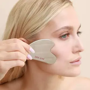 Skin Gym Cryo Stainless Steel Sculpty Heart Gua Sha Tool for Cooling Contouring & Soothing Facial Massage with Hypoallergenic Design for Radiance & Smooth Skin