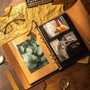 DIY Vintage Leather Photo Album, Self-Adhesive Handmade Scrapbook, Scrapbook Page, Creative Gift, Baby Growth Memory Book, Practical and Meaningful