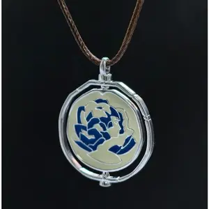 Arcane Season 2 Same Style Jinx Coen EkkoHead Portrait Rotating Blue Rose PendantNecklace Lovers Friends Gifts