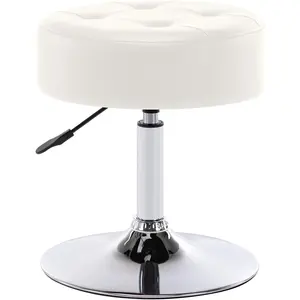 PU Leather Vanity Stool Makeup Stool Vanity Chair Height Adjustable Swivel Stool Round Ottoman WhiteBeauty stool lifting and rotating pulley large work stool round stool barber shop hair salon bar chair back bar chair