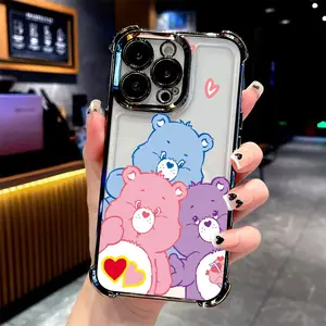 Cute cartoon C-Cares B-Bears Phone Case Suitable for iPhone 17 16e 16 15 14 13 12 11 Mini Pro Max Air X XR XSMAX 8 7 Plus Anti Fall Transparent Soft Back Cover Protective