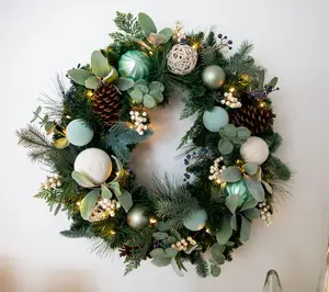 Greenery Wreath with Ornaments & Berries by Lauren McBride
