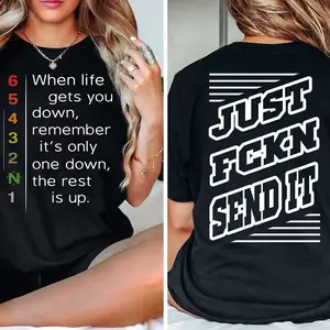 Dirtbike Motocross Just Send It Full Send It's Only One Down The Rest Is Up Racing DBMX Motorsports Off-Road Dirt Bike T-Shirts Dirtbike Clothing Apparel Men Women Boys Girls