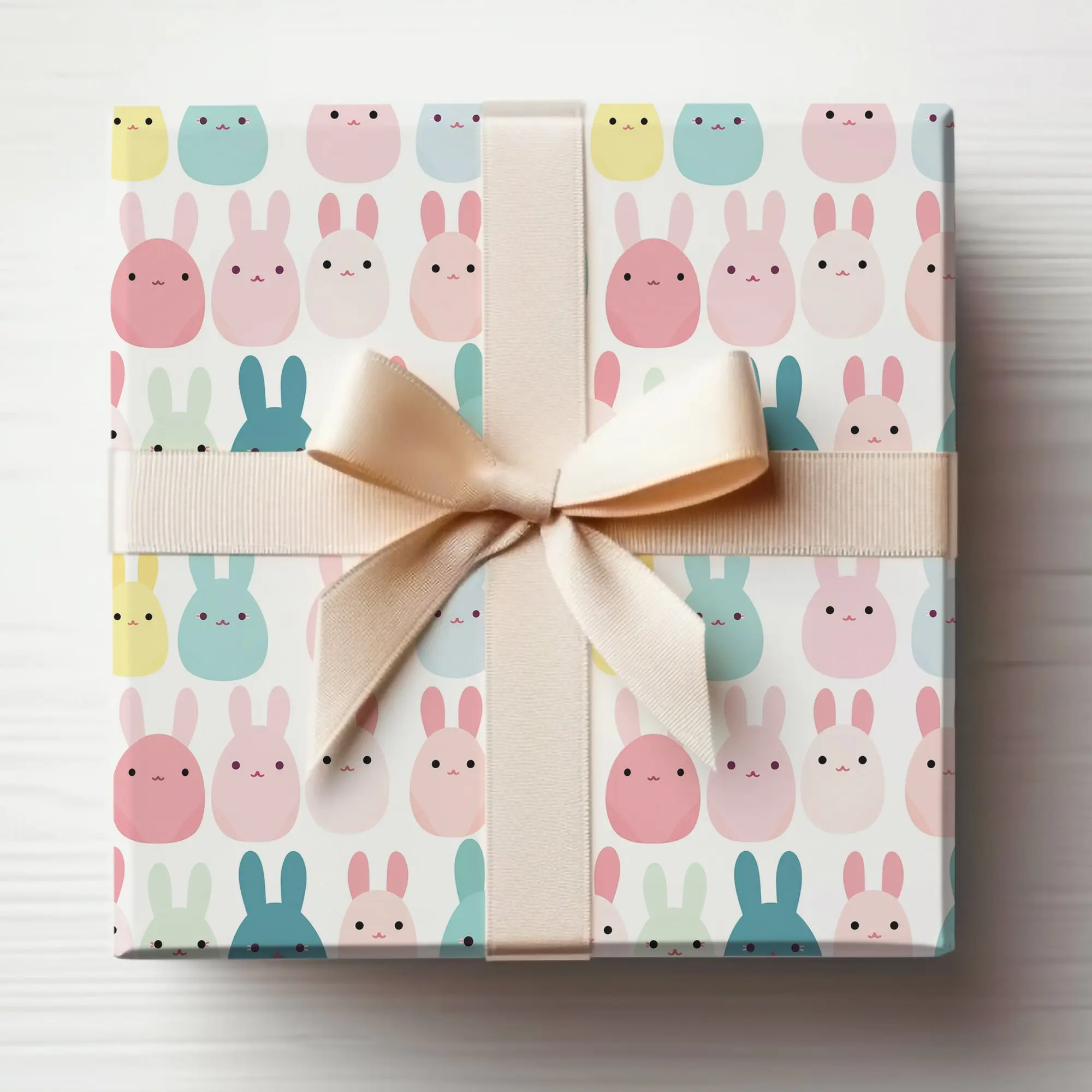 Easter Marshmallow Bunny Wrapping Paper Roll Easter Bunnies, Funny Easter Wrapping Paper Marshmallow Bunnies Gift Wrap Easter Bunny Pastel