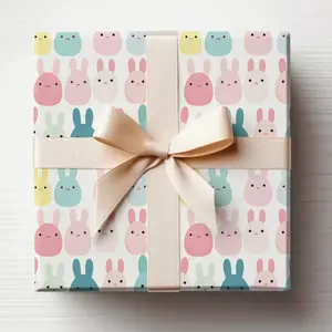 Easter Marshmallow Bunny Wrapping Paper Roll Easter Bunnies, Funny Easter Wrapping Paper Marshmallow Bunnies Gift Wrap Easter Bunny Pastel