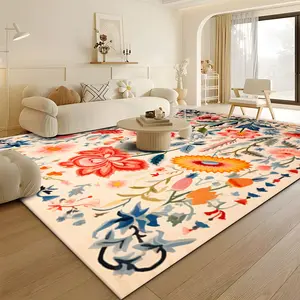 Vintage Floral Pattern Rug, Boho Floral Rug, Boho Runner Rug, Floral Area Rug, 1 Count Non-slip Washable Floor Mat, Non Slip Rugs, Decorative Carpet for Home Living Room Bedroom Hotel Dormitory