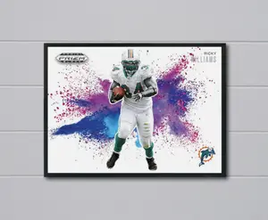 Prizm Black Ricky Williams 2026 Color Blast 12x17 Poster Miami Dolphins
