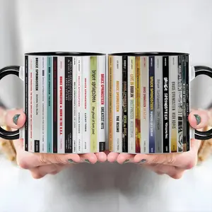 B.ruce Album Collection Mug, Vintage Retro 90s Music Accent Mug, Classic Rock Gift