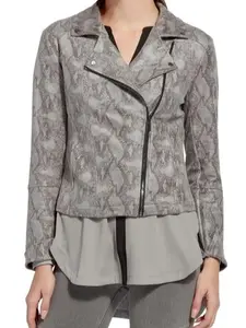 Lyssé Snake skin Print Moto Jacket in Nickel Snake Small Casual Womenswear