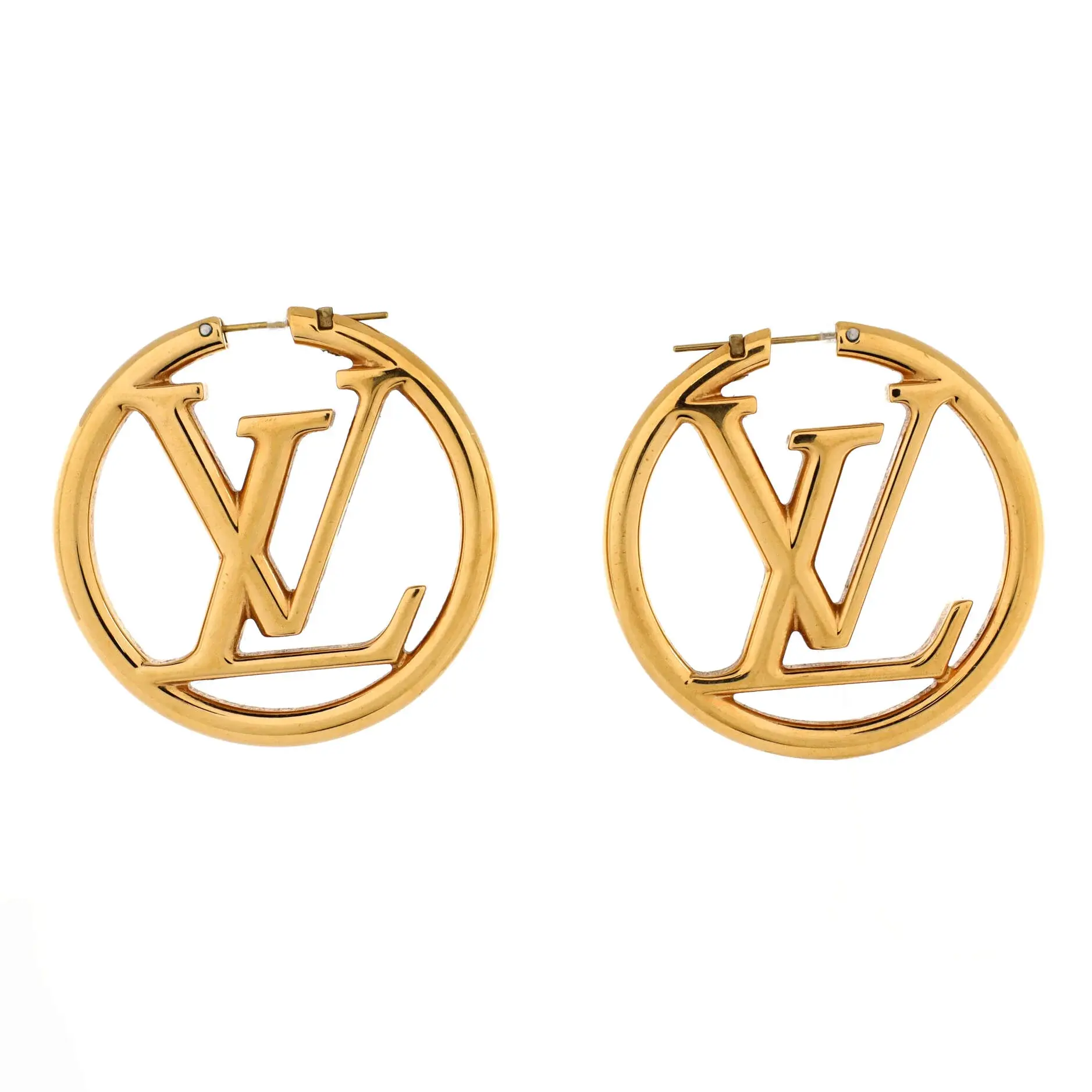 Pre-owned Louis Vuitton Louise Hoop Earrings Metal GM by Rebag