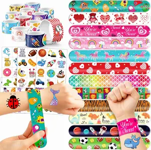 144PCS Party Favor Classroom Prizes For Kids - 72 Temporary Pre-Cut Tattoos & 72 Slap Bracelets – Fun Party Favors for Boys & Girls, Birthday Goodie Bag Fillers, Baby Shower Gifts, Classroom Rewards