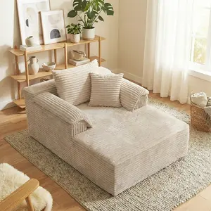 Oversized cloud sensing corduroy lazy sofa: widened and thickened boneless lounge chair, multifunctional reading bed, soft and skin friendly wrapping, easy to sit out of the box without assembly, modern living room, bedroom, leisure and comfortable seat