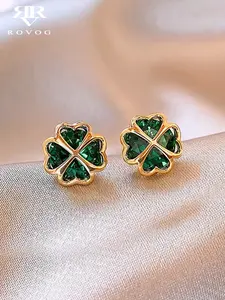 Four Leaf Clover Design Stud Earrings, Fashionable Jewelry for Women, Trendy All-match & Exquisite Jewelry for Birthday Gift