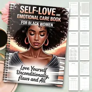 Women's Self-Love and Emotional Care Workbook, Mental Health Journal with Exercises, Daily Affirmations & Goal Setting, Elegant African American Cover for Black Women, Spiral Bound Planner