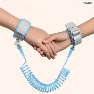 2m Lockable Spring Wrist Leash - Anti-Lost Safety Strap with Rotating Lock Head, Key Clip, Travel-Friendly for Outdoor Sports Use