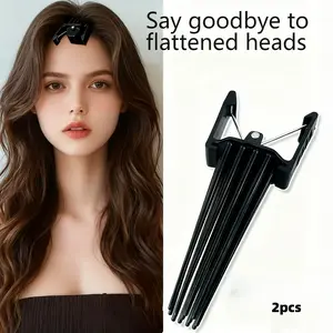 2pcs A-Line Bang Root Volumizing Clips, High Crown Volumizing Tool - Hairstylist's Natural Root Volumizing Hair Pad Clips, Bang Styling Clips, Styling Design Volumizing Tool, Natural Seamless Flat Hair Miracle Tool, Suitable for Both Men and Women