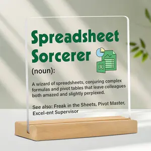 Excel Spreadsheet Wizard Office Decor Acrylic Plaque Sign for Data Analysts, Fun Gift for Marketing Experts and Accountants, Clear Desktop Decoration