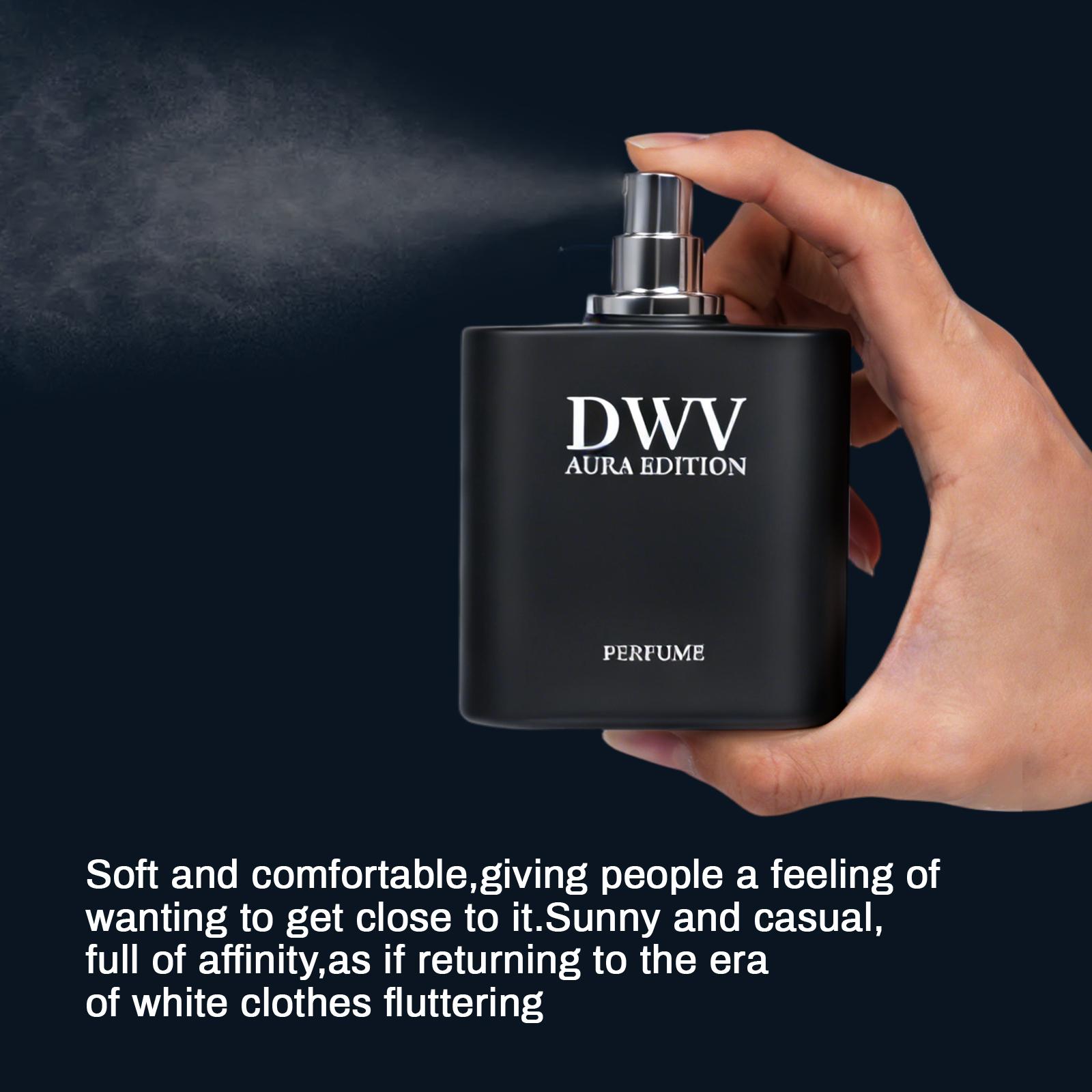 DWV AURA Eau de Parfum Unisex 50ml, a premium aromatic woody fragrance blending notes of cedar, patchouli, and amber; suitable for both men and women; a bold, Arabian-inspired scent; a luxurious gift