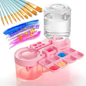 3rd Gen Paint Brush Cleaner Tool, Paint Brush Washer with Water Circulation, Portable Painting Station for Beginners, Artists and Adults - Indoor & Outdoor Use, Bonus 10 Paint Brushes