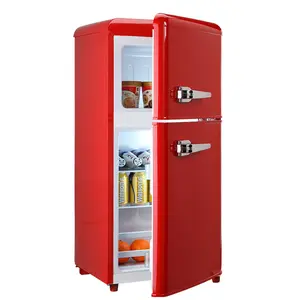 3.5Cu.Ft Compact Refrigerator Mini Fridge with Freezer, Small Refrigerator with 2 Door, 7 Level Thermostat Removable Shelves for Kitchen, Dorm, Apartment, Bar, Office, Red mini  fridges Upright Temperature Adjustable