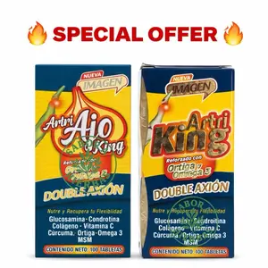 2 Pack Ajo King & Atri King 100 Cápsula vitaminado omega 3, glucosamina, vitamina C