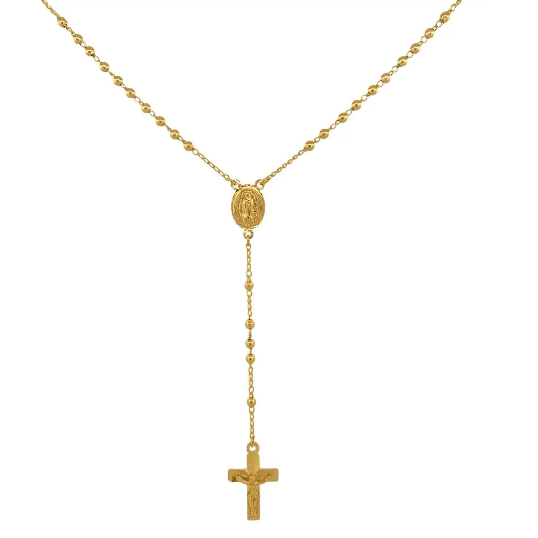 Gold Guadalupe Rosary Necklace 18-inch