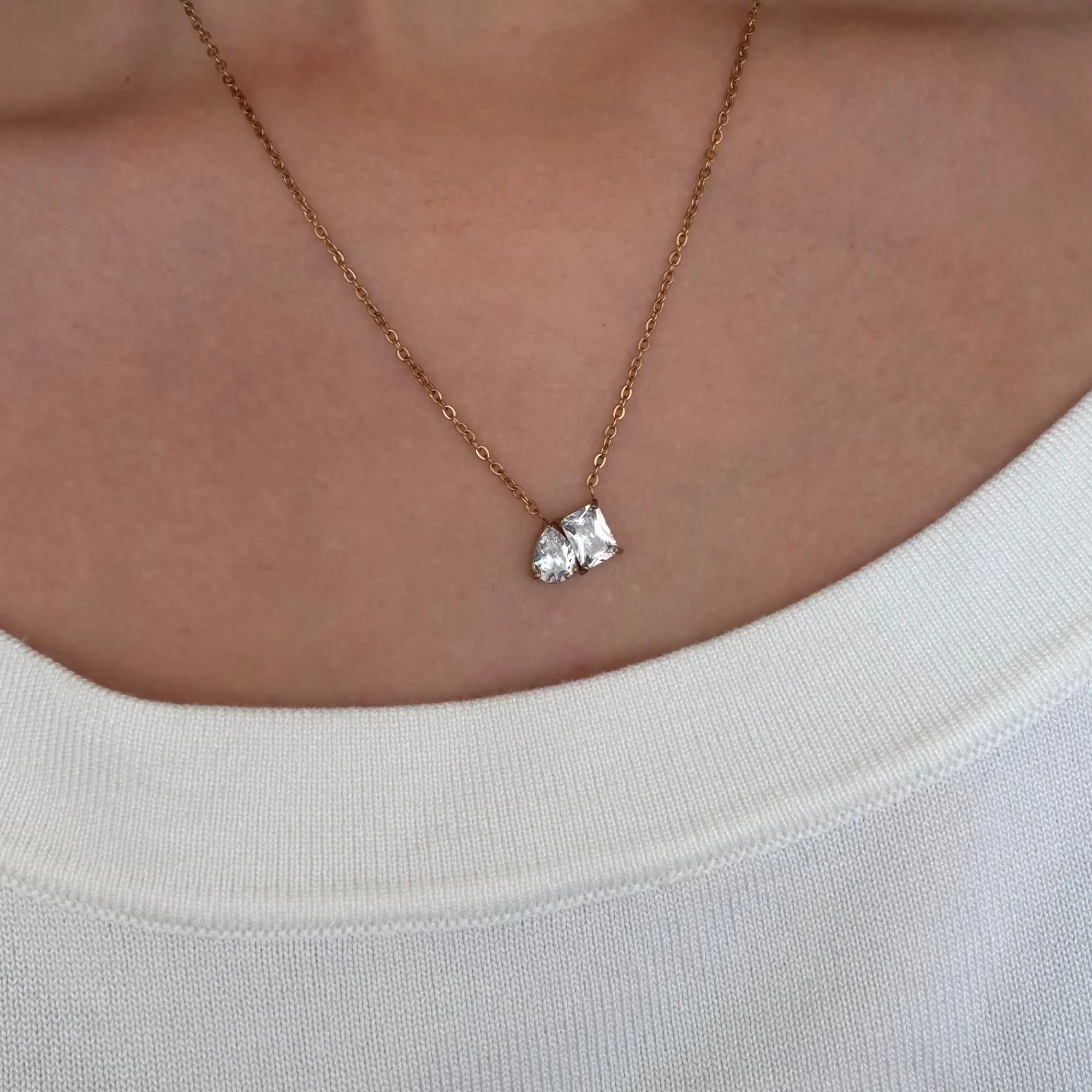 EVRY JEWELS Gold or Silver Plated Women's Hypoallergenic Eternal Match Necklace