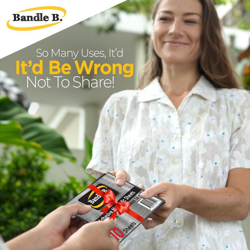 Bandle B. Magnetic Sheets 4" x 6". Magnetic Sheets with Adhesive Backing. DIY Magnets, Metal shelving labels, Christmas crafts and more! Removable.