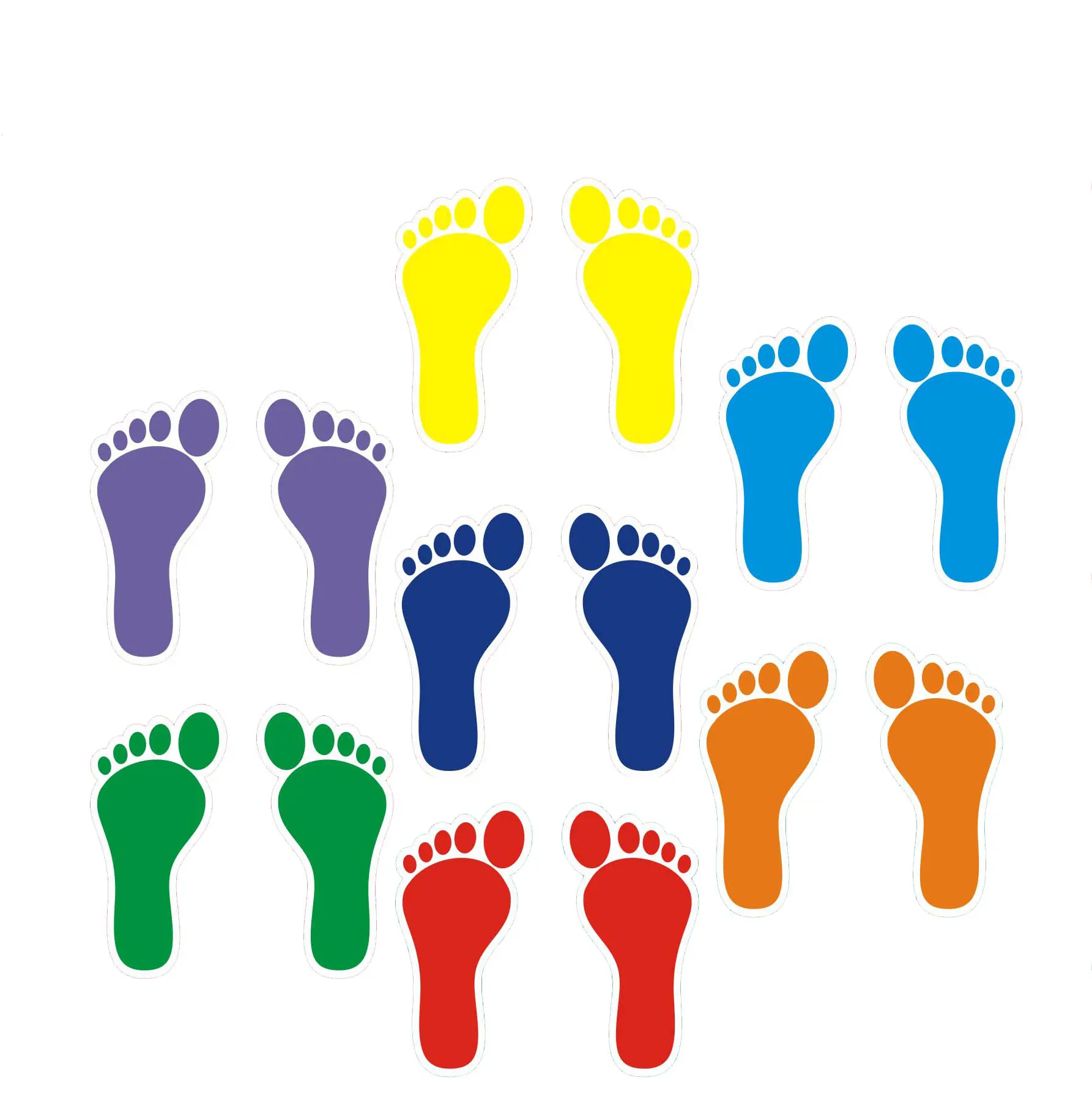 FixtureDisplays® 42 Footprint Self Adhesive Sticker Film Laminated Easy Write Wall Floor Decor Craft Stairs Walk Footprint Social Distance Queline Floor Marker/ Floor Sticker 15038-NF