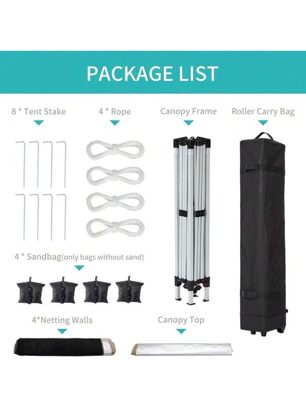 【Christmas Gift】Navy blue- 10 X 10 FT Pop Up Canopy, Heavy Duty Party Tent With Mosquito Netting, Height Adjustable Instant Sun Shade, Portable Screen Shelter With Roller Bag For Parties, Camping, Events