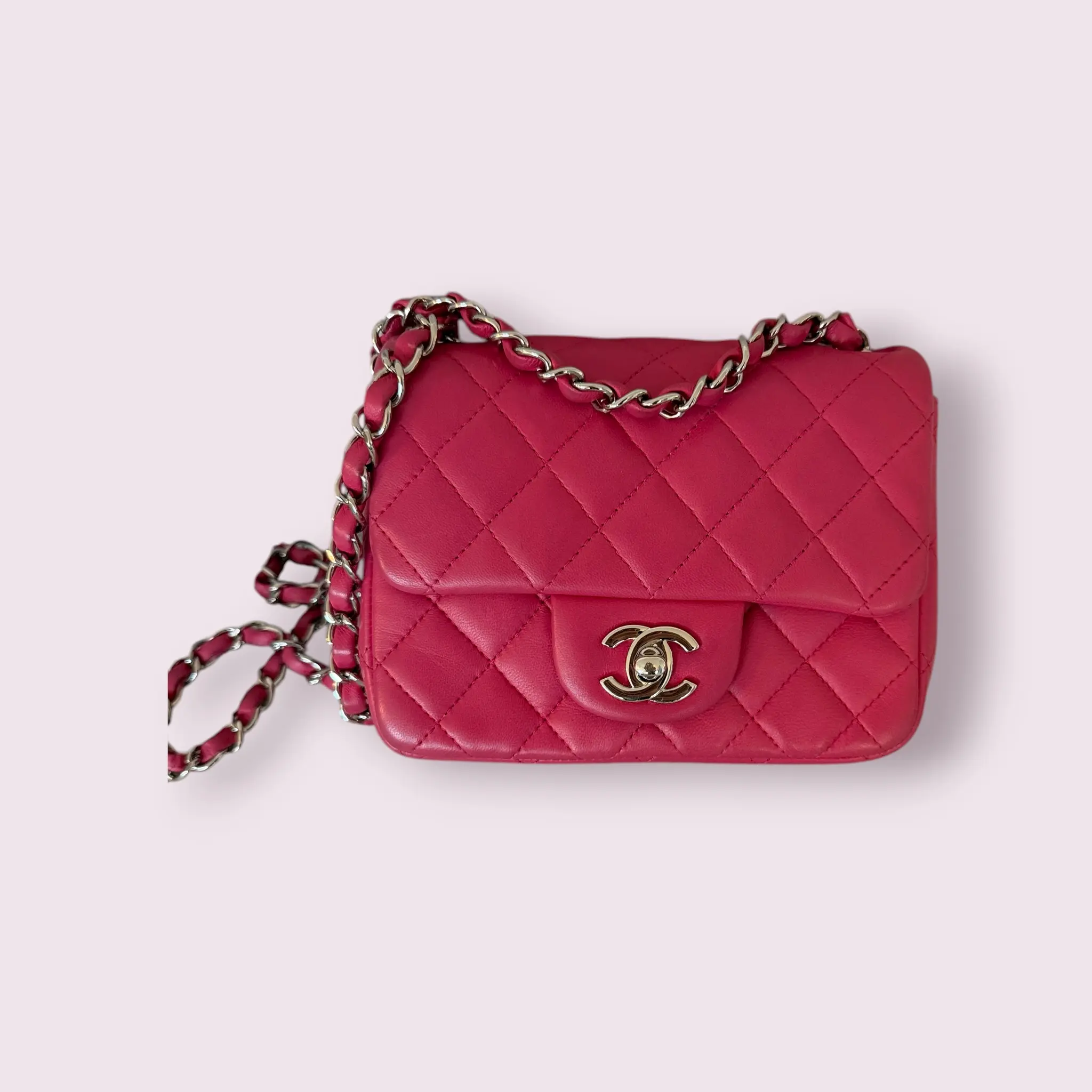 Pre-owned CHANEL Lambskin Leather Crossbody Bags Compact Classic Mini Square Single Flap Crossbody Bag (2014)