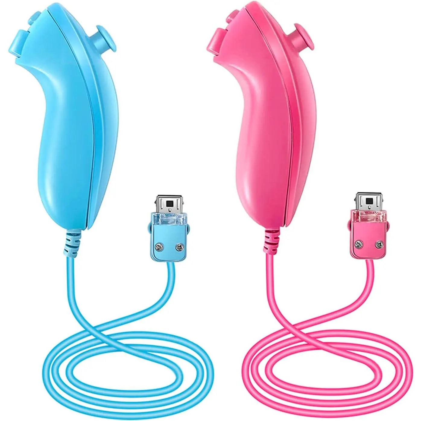 Controller Joystick Gamepad Replacement for wii Nunchuck Controller, Compatible with Nintendo Wii & Wii U Video Game Gamepads. (Blue+Pink)