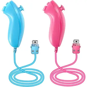 Controller Joystick Gamepad Replacement for wii Nunchuck Controller, Compatible with Nintendo Wii & Wii U Video Game Gamepads. (Blue+Pink)