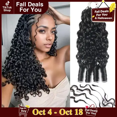 Pobokix Female Burmese Curly Human Hair Bundles - Pre-Separated Knotless Vietnamese Raw Double Drawn Bundles of Human Hair, Deep Curly Wave, Easy Separation, Knee Length, Natural Look for Crochet Hairstyles