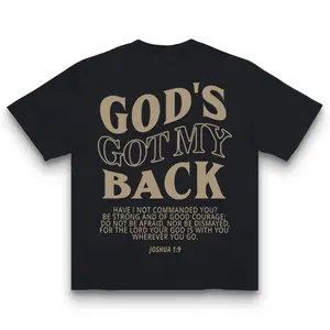 Christian Faith Tee - "God's Got My Back (Joshua 1:9)" Scripture Graphic Casual Shirt