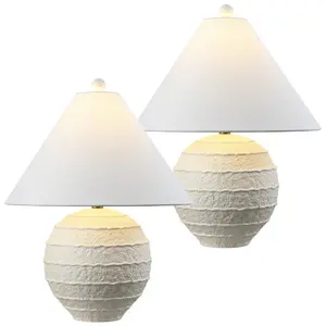 Archer 21" Coastal Cottage Textured Resin/Metal Ridged LED Table Lamp