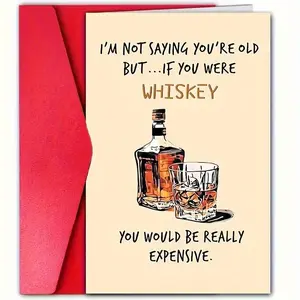 Whiskey Themed Birthday Card with Envelope, 1 Count Funny Birthday Card for Brother, Friend, Colleague, Parent, Neighbor, Suitable for Any Occasion, Greeting Card