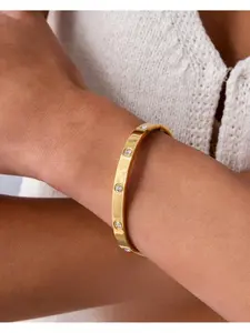 Waterproof heart bracelet for women -14K gold-plated hinge bracelet zircon imitation - stainless steel bracelet layered trendy accessory