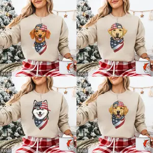 50 Breeds Patriotic USA Graphic Sweatshirt - Sand, America's 250th Anniversary Dog T-Shirt, White, Cute Puppy Independence Day Shirt for Dog Lovers, Cozy Gildan Unisex Pet Lover Gift