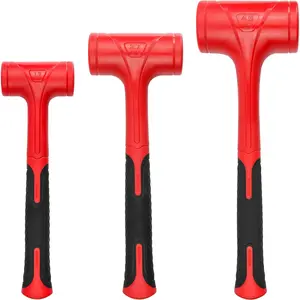 Dead Blow Hammer Set, 3 Piece 16oz(1LB),27oz(1.5LB),45oz(3LB), Red and Black, Shockproof Design, No Rebound Mallet Unibody Molded Checkered Grip Spark and Rebound Resistant (YY-3-013)