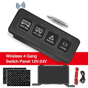 Wireless 4 Gang Switch Panel, ANGU-TECH Multifunction Offroad LED Switch Pods with Toggle Pulse Auxiliary Universal Circuit Control 12V Relay System Control Box for Trucks SUV UTV Car Boat RV Marine