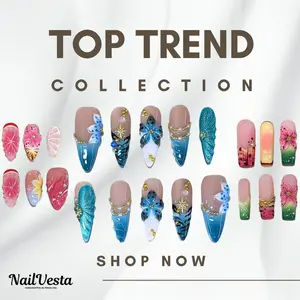 NailVesta TOP TREND COLLECTION – 100% Handcrafted 3D Press-On Nails | Reusable, Long-Lasting, Salon-Quality